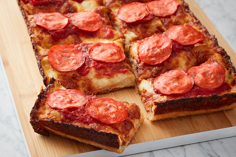 3. Delicious Detroit Style Pepperoni Pizza