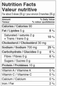 Prosciutto 250g Nutritional Information