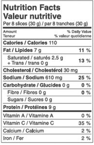 Prosciuttino Nutritional Information